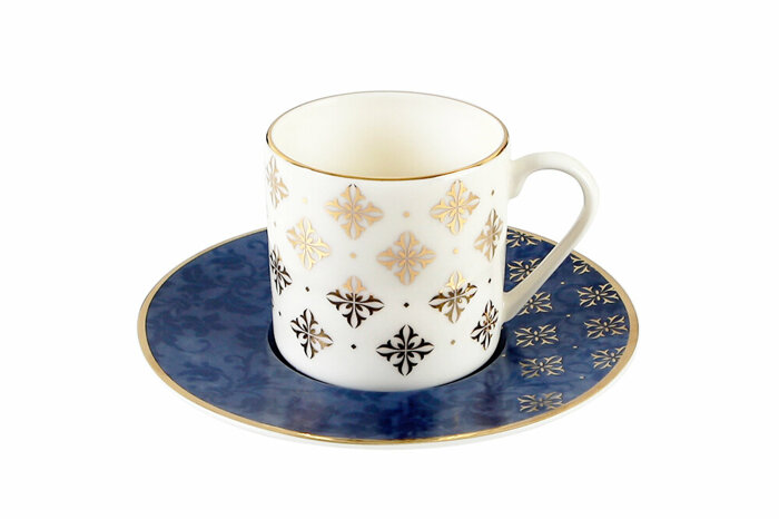 Evoke Desen2 Mavi Tabaklı Kahve Fincanı 90cc