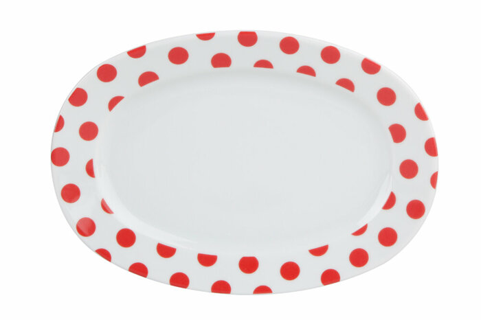 Puanti Kırmızı Kayık Tabak 24cm