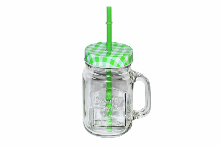 Ekose Yeşil Kavanoz Kupa 475cc