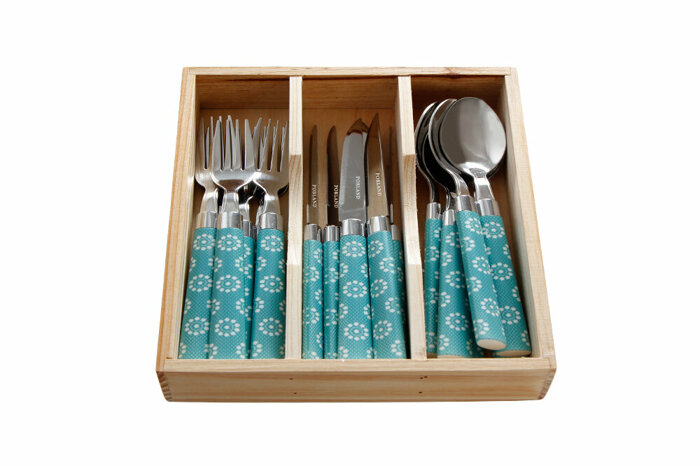 Trendy Turkuaz Çiçek Tatlı Takımı 18 Parça