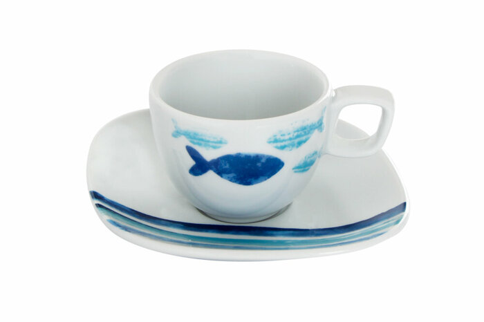 Deep Blue Desen3 Tabaklı Kahve Fincanı 80cc