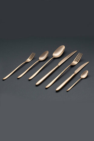 Elegant Mat Altın Çatal Kaşık Bıçak Takımı 84 Parça