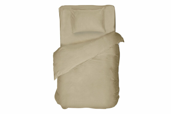 Pamuk Saten Bej Nevresim Tek Kişilik 160x220cm