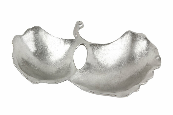 2 Yapraklı Silver Dekoratif Tabak 29cm