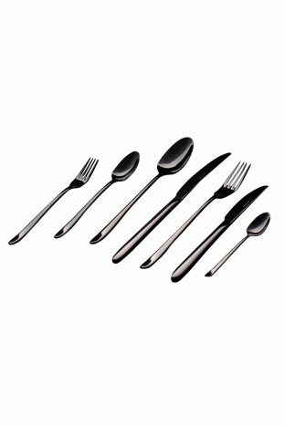 Elegant Siyah Çatal Kaşık Bıçak Takımı 84 Parça