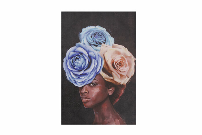 Mavi Çiçekli Kız Tablo 60x90cm