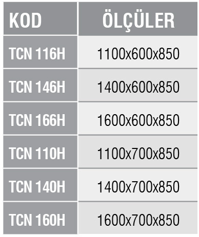 TCN HS - Hareketli Çalışma Tezgahı /Alt Tablalı