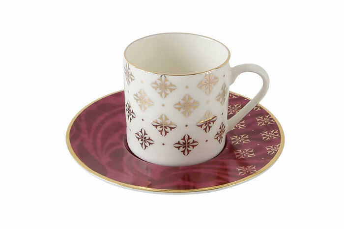 Evoke Desen4 Fuşya Tabaklı Kahve Fincanı 90cc