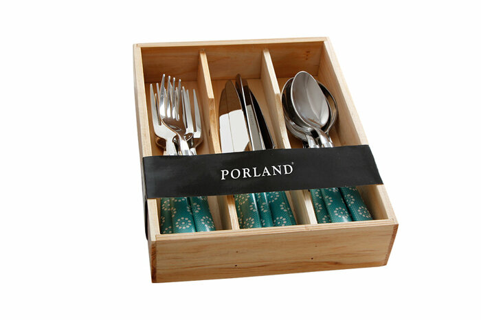 Turkuaz Çiçek Çatal Kaşık Bıçak Takımı 18 Parça