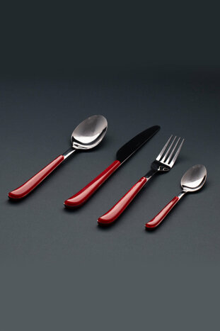 Origo Kırmızı Çatal Kaşık Bıçak Takımı 24 Parça