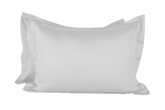 Pamuk Saten Gri Volanlı 2'li Yastık Kılıfı 50x70cm