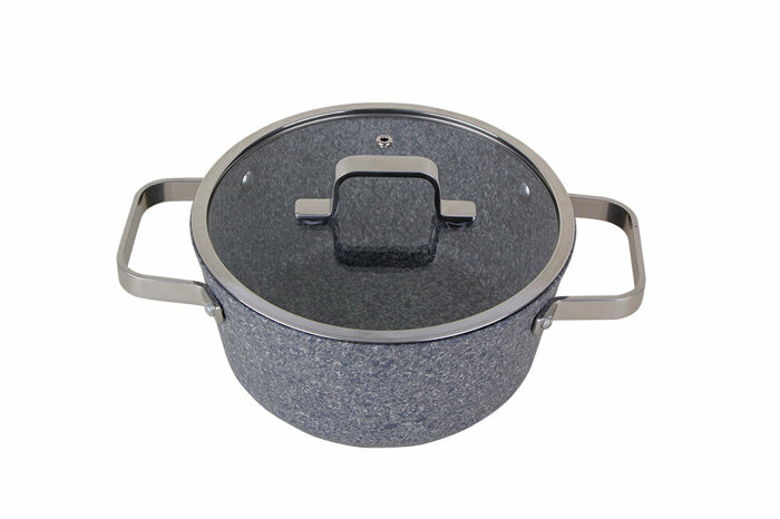 Bianco Gri Kapaklı Derin Tencere 20 cm