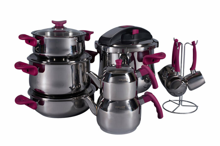 Luxury Pembe Tencere Takımı 16 Parça