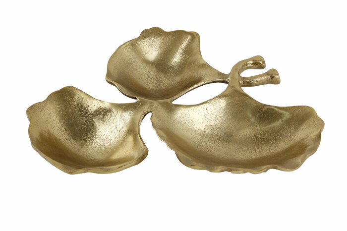 3 Yapraklı Altın Dekoratif Tabak 29cm